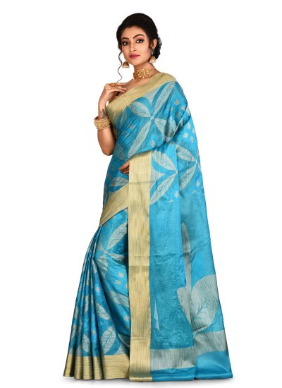 Genius Aqua Blue Banarasi Silk Designer Saree