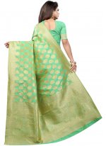 Genius Art Silk Weaving Sea Green Silk Saree