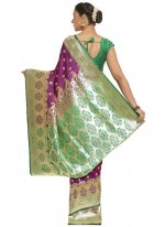 Genius Banarasi Silk Woven Purple Designer Traditional Saree