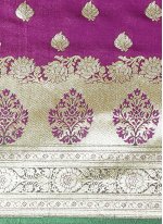 Genius Banarasi Silk Woven Purple Designer Traditional Saree