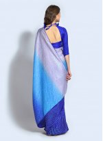 Georgette Blue and Pink Shaded Saree