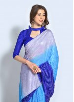 Georgette Blue and Pink Shaded Saree