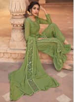 Georgette Designer Pakistani Salwar Suit in Green