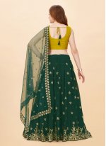 Georgette Embroidered A Line Lehenga Choli in Green