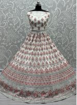 Georgette Embroidered A Line Lehenga Choli in White