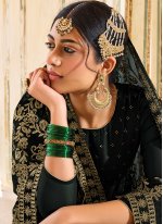 Georgette Embroidered Black Palazzo Salwar Suit