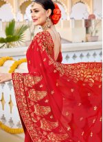 Georgette Embroidered Bollywood Saree in Red
