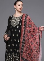 Georgette Embroidered Designer Pakistani Suit in Black