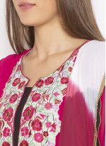Georgette Hot Pink Embroidered Readymade Suit