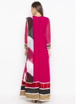 Georgette Hot Pink Embroidered Readymade Suit