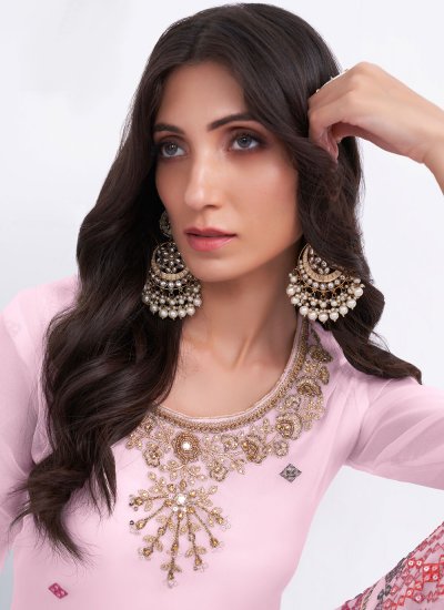 Georgette Khatli Work Pink Trendy Salwar Suit