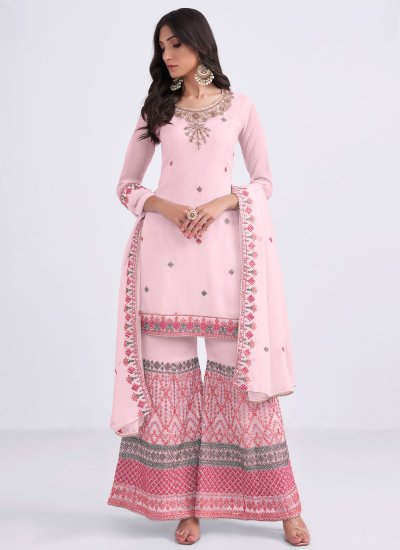 Georgette Khatli Work Pink Trendy Salwar Suit