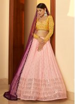 Georgette Mukesh Pink Designer Lehenga Choli