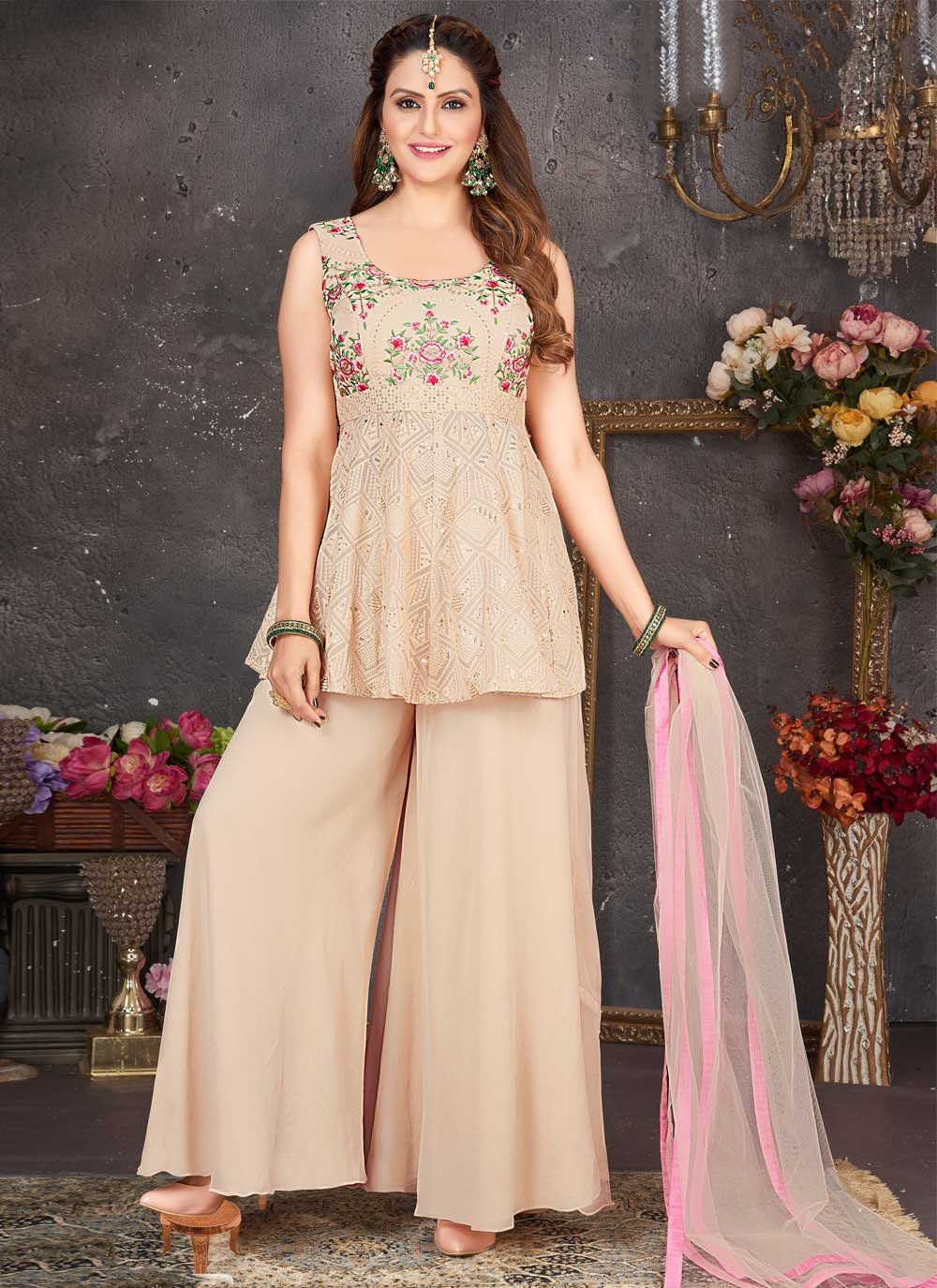 Georgette Pink Fancy Designer Pakistani Salwar Suit