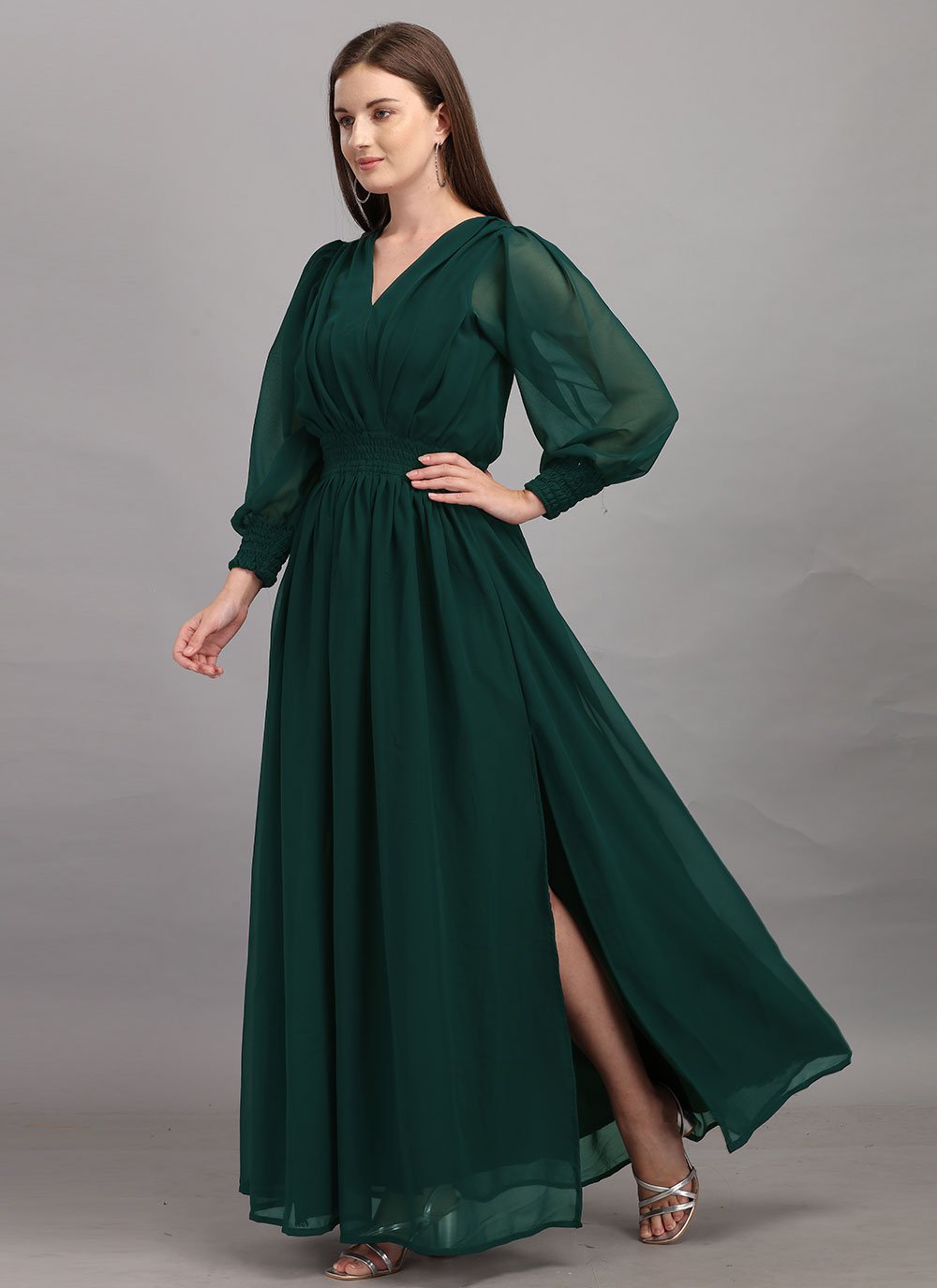 Plain green gown sale