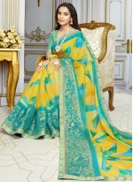 Georgette Printed Trendy Saree in Multi Colour