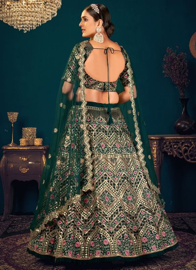 Georgette Resham Green Bollywood Lehenga Choli