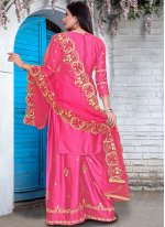 Georgette Satin Designer Pakistani Salwar Suit in Pink