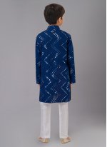 Georgette Sequins Blue Kurta Pyjama