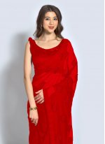 Georgette Sequins Classic Designer Saree in Red