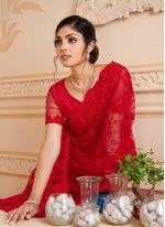Gilded Net Red Contemporary Saree