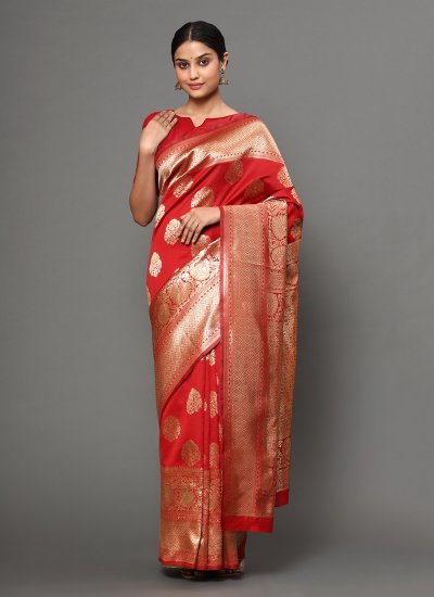 Gilded Red Traditional Saree