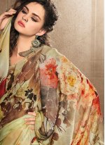 Gilded Silk Digital Print Multi Colour Silk Saree