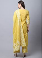 Girlish Cotton Yellow Designer Salwar Kameez