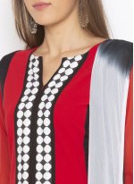Girlish Crepe Silk Red Designer Palazzo Salwar Kameez
