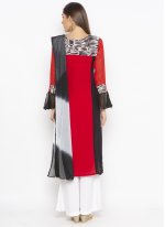 Girlish Crepe Silk Red Designer Palazzo Salwar Kameez