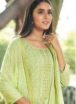 Girlish Green Cotton Designer Pakistani Suit