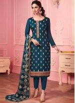 Girlish Teal Festival Pant Style Suit