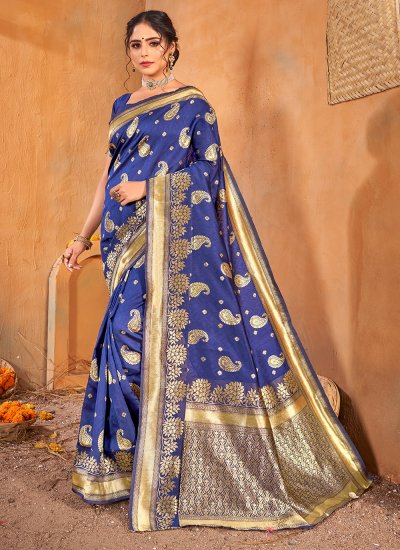 Girlish Weaving Blue Classic Saree