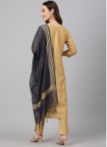 Glamorous Gold Plain Faux Crepe Readymade Salwar Suit