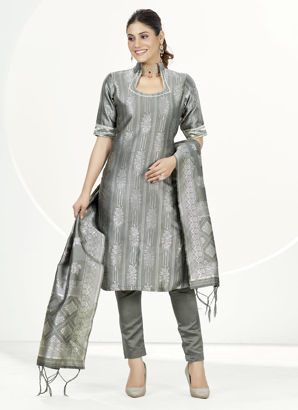 Buy Banarasi Silk Pant Style Designer Suit For Festival Online