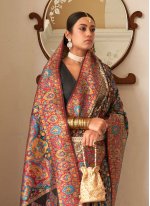 Glamorous Kashmiri Grey Pashmina Classic Saree