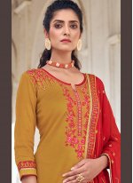 Glamorous Silk Embroidered Designer Patiala Salwar Kameez