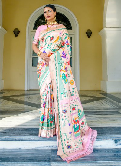 Glamorous Zari Pink Contemporary Saree
