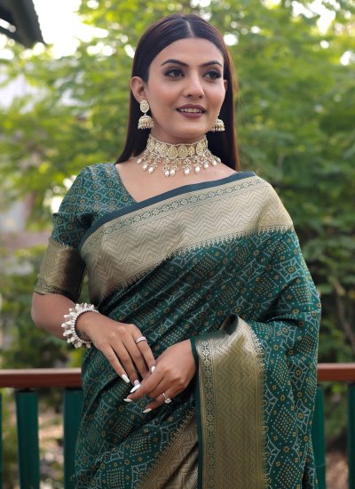Gleaming Green Weaving Designer Saree