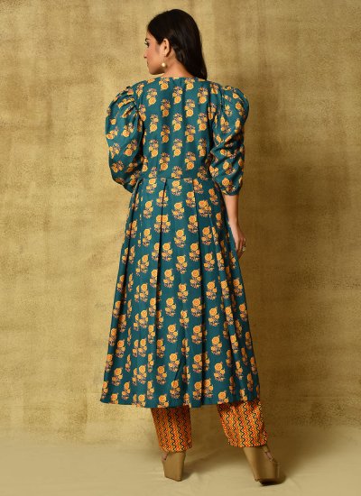 Gleaming Multi Colour Digital Print Cotton Silk Readymade Anarkali Salwar Suit