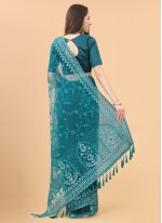 Gleaming Turquoise Contemporary Saree
