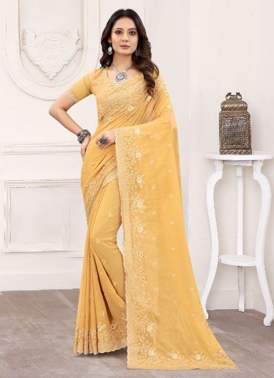 Gleaming Yellow Classic Designer Saree