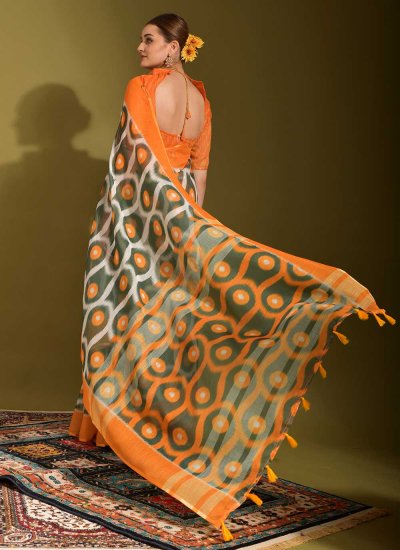 Glitzy Orange Festival Contemporary Saree