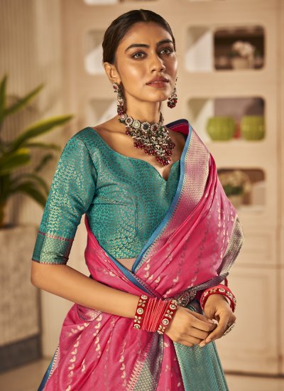 
                            Glorious Banarasi Silk Pink Designer Saree
