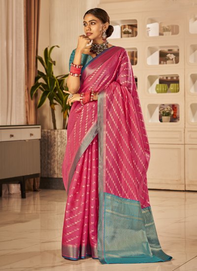Glorious Banarasi Silk Pink Designer Saree