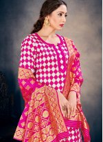 Glorious Hot Pink Banarasi Silk Pant Style Suit