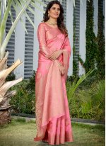 Glorious Pink Weaving Silk Contemporary Saree