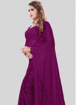 Glorious Purple Embroidered Designer Saree
