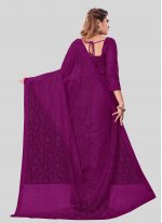 Glorious Purple Embroidered Designer Saree