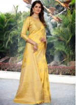 Glorious Weaving Silk Yellow Trendy Saree